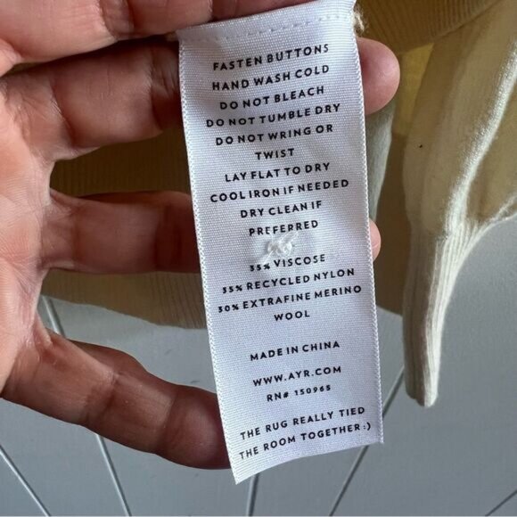 AYR The Airport Merino Wool Cream Cardigan - Picture 5 of 11